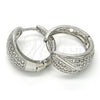 Rhodium Gold Filled Huggie Hoop, with White Cubic Zirconia, Polished, Rhodium Finish, 02.217.0075.20