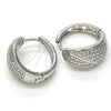 Rhodium Gold Filled Huggie Hoop, with White Cubic Zirconia, Polished, Rhodium Finish, 02.217.0075.20