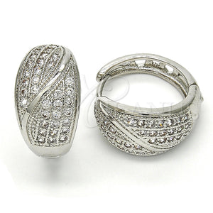 White Gold Filled Hoop Earrings — Huggie Hoop with White Cubic Zirconia Polished 02. — main product view — SKU 117521 | Oro Laminado Blanco aretes de aro — Huggie Hoop with blanco Cubic Zirconia pulido 02. — SKU 117521