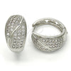 Rhodium Gold Filled Huggie Hoop, with White Cubic Zirconia, Polished, Rhodium Finish, 02.217.0075.20