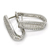 Rhodium Gold Filled Huggie Hoop, Greek Key Design, with White Cubic Zirconia, Polished, Rhodium Finish, 02.217.0076.15