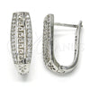Rhodium Gold Filled Huggie Hoop, Greek Key Design, with White Cubic Zirconia, Polished, Rhodium Finish, 02.217.0076.15