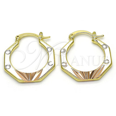 Gold Filled Hoop Earrings — Small Hoop Diamond Cutting Tricolor 02. for wholesale, main product view