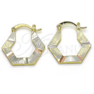 Oro Laminado Small Hoop, Gold Filled Style Diamond Cutting Finish, Tricolor, 02.102.0056.25 for wholesale, main product view