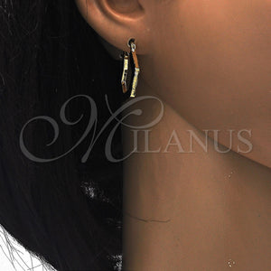 Gold Filled Hoop Earrings — Small Hoop Diamond Cutting Tricolor 02. — main product view — SKU 117540 | Oro Laminado aretes de aro — Small Hoop Diamond Cutting Tricolor 02. — SKU 117540