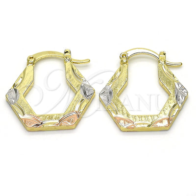 Oro Laminado Small Hoop, Gold Filled Style Diamond Cutting Finish, Tricolor, 02.102.0057.25 for wholesale, main product view