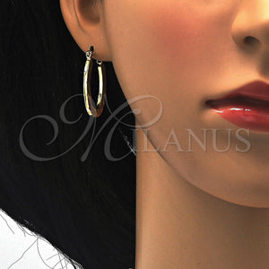 Gold Filled Hoop Earrings — Small Hoop Diamond Cutting Tricolor 02. — main product view — SKU 117543 | Oro Laminado aretes de aro — Small Hoop Diamond Cutting Tricolor 02. — SKU 117543