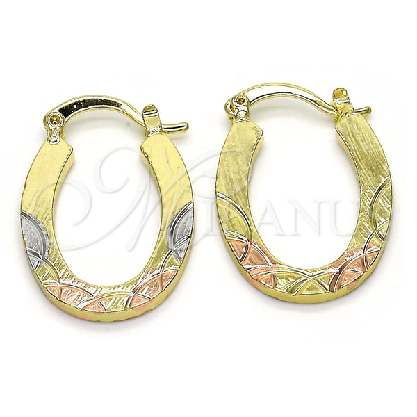 Oro Laminado Small Hoop, Gold Filled Style Diamond Cutting Finish, Tricolor, 02.102.0059.20