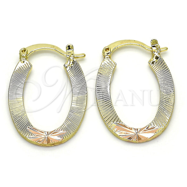 Gold Filled Hoop Earrings — Small Hoop Polished Tricolor 02. — main product view — SKU 117545 | Oro Laminado aretes de aro — Small Hoop pulido Tricolor 02. — SKU 117545