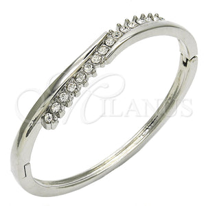Rhodium Gold Filled Individual Bangle, with White Crystal, Polished, Rhodium Finish, 07.252.0072.1.04 (04 MM Thickness, Size 4 (2.25 Diameter))