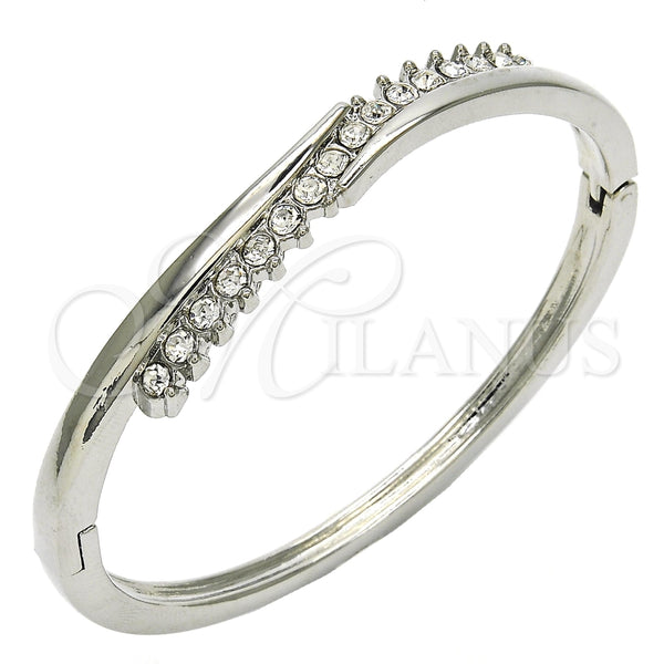 Rhodium Gold Filled Individual Bangle, with White Crystal, Polished, Rhodium Finish, 07.252.0072.1.04 (04 MM Thickness, Size 4 (2.25 Diameter))