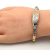 Oro Laminado ID Bracelet, Gold Filled Style Diamond Cutting Finish, Tricolor, 03.26.0037.08 (05 MM Thickness, 8 Inches Length)