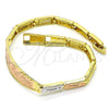 Oro Laminado ID Bracelet, Gold Filled Style Diamond Cutting Finish, Tricolor, 03.26.0037.08 (05 MM Thickness, 8 Inches Length)