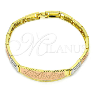 Gold Filled Bracelet — ID Bracelet Diamond Cutting Tricolor 03.26. 05 MM — main product view — SKU 117565 | Oro Laminado brazalete — ID Bracelet Diamond Cutting Tricolor 03.26. 05 MM — SKU 117565