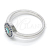 Rhodium Plated Multi Stone Ring, Evil Eye Design, with Sapphire Blue and White Micro Pave, Turquoise Enamel Finish, Rhodium Finish, 01.60.0004.1.07 (Size 7)