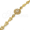 Oro Laminado Fancy Bracelet, Gold Filled Style Flower Design, with White Cubic Zirconia, Polished, Golden Finish, 03.205.0029.07 (09 MM Thickness, 7 Inches Length)