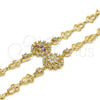 Oro Laminado Fancy Bracelet, Gold Filled Style Flower Design, with White Cubic Zirconia, Polished, Golden Finish, 03.205.0029.07 (09 MM Thickness, 7 Inches Length)
