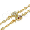Oro Laminado Fancy Bracelet, Gold Filled Style Flower Design, with White Cubic Zirconia, Polished, Golden Finish, 03.205.0030.07 (09 MM Thickness, 7 Inches Length)