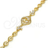 Oro Laminado Fancy Bracelet, Gold Filled Style Flower and Leaf Design, with White Cubic Zirconia, Polished for wholesale, additional product view 4