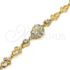 Oro Laminado Fancy Bracelet, Gold Filled Style Flower Design, with White Cubic Zirconia, Polished, Golden for wholesale, additional product view 4