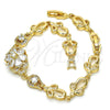 Oro Laminado Fancy Bracelet, Gold Filled Style Flower Design, with White Cubic Zirconia, Polished, Golden for wholesale, additional product view 5