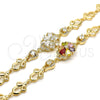 Oro Laminado Fancy Bracelet, Gold Filled Style Flower Design, with White Cubic Zirconia, Polished, Golden for wholesale, additional product view 7