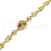 Oro Laminado Fancy Bracelet, Gold Filled Style Flower Design, with Multicolor Cubic Zirconia, Polished, Golden Finish, 03.205.0035.1.07 (09 MM Thickness, 7 Inches Length)