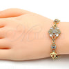 Oro Laminado Fancy Bracelet, Gold Filled Style with White Cubic Zirconia, Polished, Golden Finish, 03.205.0036.07 (09 MM Thickness, 7 Inches Length)