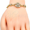 Oro Laminado Fancy Bracelet, Gold Filled Style with White Cubic Zirconia, Polished, Golden Finish, 03.205.0036.07 (09 MM Thickness, 7 Inches Length)