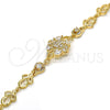 Oro Laminado Fancy Bracelet, Gold Filled Style with White Cubic Zirconia, Polished, Golden Finish, 03.205.0036.07 (09 MM Thickness, 7 Inches Length)