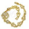 Oro Laminado Fancy Bracelet, Gold Filled Style with White Cubic Zirconia, Polished, Golden Finish, 03.205.0036.07 (09 MM Thickness, 7 Inches Length)