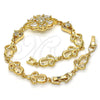 Oro Laminado Fancy Bracelet, Gold Filled Style with White Cubic Zirconia, Polished, Golden Finish, 03.205.0036.07 (09 MM Thickness, 7 Inches Length)