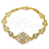 Oro Laminado Fancy Bracelet, Gold Filled Style with White Cubic Zirconia, Polished, Golden Finish, 03.205.0036.07 (09 MM Thickness, 7 Inches Length)