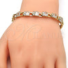 Oro Laminado Fancy Bracelet, Gold Filled Style with White Cubic Zirconia, Polished, Golden Finish, 03.205.0013.1.07 (06 MM Thickness, 7 Inches Length)