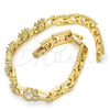 Oro Laminado Fancy Bracelet, Gold Filled Style with White Cubic Zirconia, Polished, Golden Finish, 03.205.0013.1.07 (06 MM Thickness, 7 Inches Length)