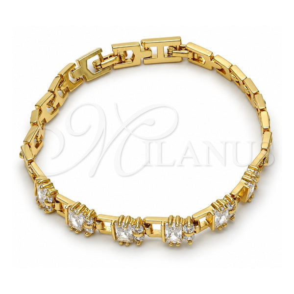 Oro Laminado Fancy Bracelet, Gold Filled Style with White Cubic Zirconia, Polished, Golden Finish, 03.205.0013.1.07 (06 MM Thickness, 7 Inches Length)