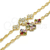 Oro Laminado Fancy Bracelet, Gold Filled Style Flower Design, with White Cubic Zirconia, Polished, Golden Finish, 03.205.0037.07 (05 MM Thickness, 7 Inches Length)