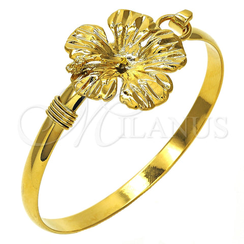 Oro Laminado Individual Bangle, Gold Filled Style Flower Design, Polished, Golden Finish, 07.185.0013.04 (05 MM Thickness, Size 4 - 2.25 Diameter)