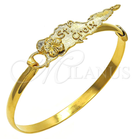 Oro Laminado Individual Bangle, Gold Filled Style Flower Design, Polished, Golden Finish, 07.185.0015.04 (05 MM Thickness, Size 4 - 2.25 Diameter)
