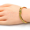 Oro Laminado Individual Bangle, Gold Filled Style Flower Design, Polished, Golden Finish, 07.185.0015.04 (05 MM Thickness, Size 4 (2.25 Diameter))
