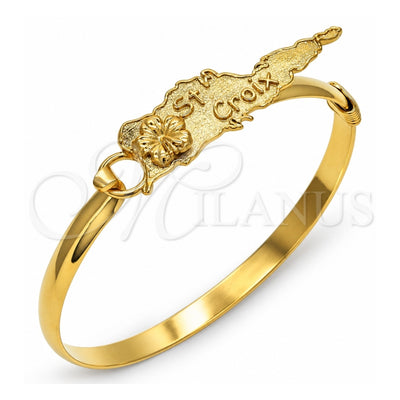 Oro Laminado Individual Bangle, Gold Filled Style Flower Design, Polished, Golden Finish, 07.185.0015.04 (05 MM Thickness, Size 4 (2.25 Diameter))