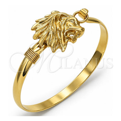 Oro Laminado Individual Bangle, Gold Filled Style Lion Design, Polished, Golden Finish, 07.185.0014.04 (05 MM Thickness, Size 4 (2.25 Diameter))
