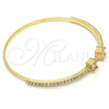 Oro Laminado Individual Bangle, Gold Filled Style with White Cubic Zirconia and White Crystal, Polished, Golden Finish, 07.193.0017 (02 MM Thickness, One size fits all)