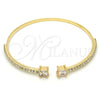 Oro Laminado Individual Bangle, Gold Filled Style with White Cubic Zirconia and White Crystal, Polished, Golden Finish, 07.193.0017 (02 MM Thickness, One size fits all)