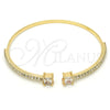 Oro Laminado Individual Bangle, Gold Filled Style with White Cubic Zirconia and White Crystal, Polished, Golden Finish, 07.193.0017 (02 MM Thickness, One size fits all)
