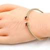 Oro Laminado Individual Bangle, Gold Filled Style with Garnet Cubic Zirconia and White Crystal, Polished, Golden Finish, 07.193.0017.1 (02 MM Thickness, One size fits all)