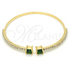 Oro Laminado Individual Bangle, Gold Filled Style with Green Cubic Zirconia and White Crystal, Polished, Golden Finish, 07.193.0017.3 (02 MM Thickness, One size fits all)