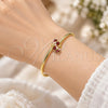 Oro Laminado Individual Bangle, Gold Filled Style Butterfly Design, with Garnet and Pink Cubic Zirconia, Polished, Golden Finish, 07.193.0018 (04 MM Thickness, One size fits all)