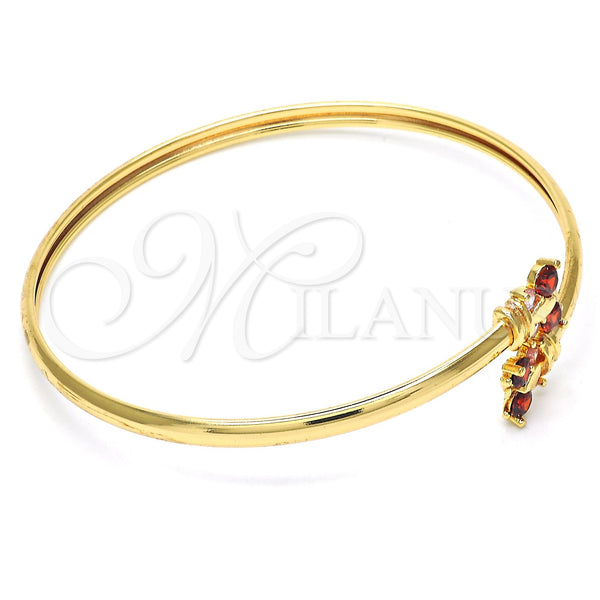 Oro Laminado Individual Bangle, Gold Filled Style Butterfly Design, with Garnet and Pink Cubic Zirconia, Polished, Golden Finish, 07.193.0018 (04 MM Thickness, One size fits all)