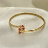 Oro Laminado Individual Bangle, Gold Filled Style Butterfly Design, with Garnet and Pink Cubic Zirconia, Polished, Golden Finish, 07.193.0018 (04 MM Thickness, One size fits all)